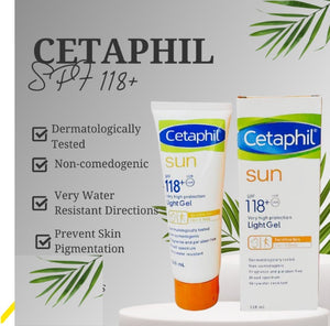 Cetaphil ORIGINAL  Sunblock SPF 118+ Light Gel (Face & Body) 118ml For Face & Body UVA UVB SUNSCREEN