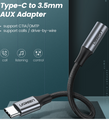 UGREEN Type C to 3.5mm Jack Earphone Cable USB C to 3.5 Headphone Audio Adapter (black color)