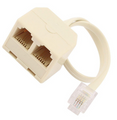 Telephone RJ11 Male Line to Double RJ11 Female Jack Filter Splitter Adapter