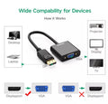 UGREEN Displayport to VGA Adapter DP Male to VGA Female Converter Gold Plated, Supports 1080P Black - intl