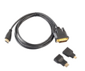 HDMI to DVI Monitor Display Cable with Micro HDMI Mini HDMI Converter (black)(1m)