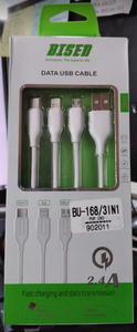 BISEN BU168 3 in 1 Quick Charging Usb Data Cable 2.4A Super Fast Charge For Micro/Type-C/iPh