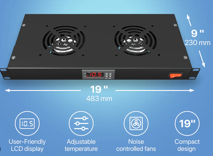 Lms Data Rack Fan Rack Mount Fan - 2 Fan Server Cooling System - 1U 19