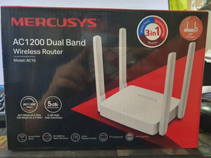 Mercusys AC10 AC1200 Wireless Dual-Band 5GHz 867Mbps 2.4GHz 300Mbps Wi-Fi Router