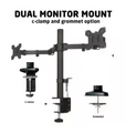 LOOP ALLOY DUAL MONITOR MOUNT / BRACKET C-Clamp and Grommet 13KG per arm 2 MONITORS