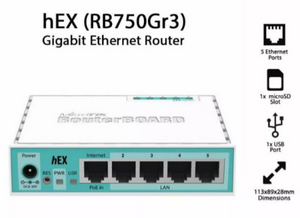 Mikrotik RB750 HEX 5-port Gigabit Ethernet, Dual Core 880MHz CPU, 256MB RAM, USB, Bandwidth Management Router - RB750Gr3 | Best for Medium Scale PISOWIFI Wireless Hotspot System, Point to Point P2P Business and PPPOE setup | Dual ISP Load Balancing Server